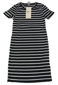 Nové - Čierno-biele pruhované šaty Shein