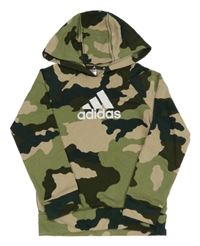 Zeleno-béžová army mikina s logom a kapucňou Adidas