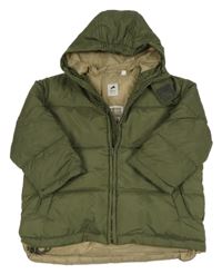 Khaki oversize šusťáková zimní bunda s kapucí C&A