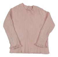 Svetloružový pruhovaný sveter