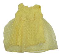 Žluté tylové šaty s puntíky a mašlí F&F