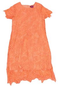 Neónově oranžové čipkové šaty Yd.
