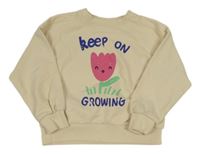 Svetlobéžová mikina s nápisom a tulipánem Kiabi