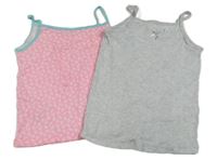 2x košilka - neonově ružová s ananasy + sivá