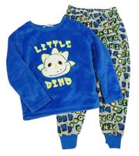 Safírovo-šedé chlupaté pyžamo s dinosaurem Pep&Co.