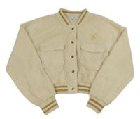 Béžová huňatá crop bunda s vreckami River Island