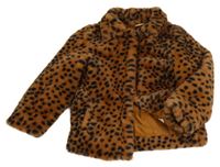 Rezavo-černý vzorovaná kožešinový podšitý kabátek Hema