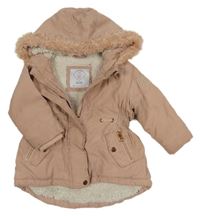 Svetloružová šušťáková zimná parka s kapucňou Primark