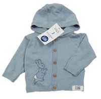 Nové - Světlemodrošedý propínací svetr se zajícem a kapucí M&S