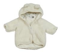 Biela chlpatá podšitá bunda s kapucňou Lindex