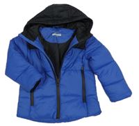 Černo-modrá šusťáková zateplená bunda s kapucí Primark