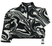 Nové - Černo-bílá vzorovaná huňatá mikina Dunnes