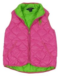 Neonově růžová šusťáková prošívaná zateplená vesta Ralph Lauren