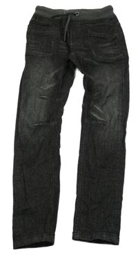 Tmavošedé skinny rifle s úpletovým pasem George