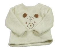 Smotanová chlpatá mikina s medvedíkom