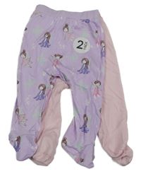 Nové - 2x polodupky - lila s vílami + světlerůžové Pep&Co