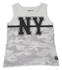 Bielo-sivé army tielko s nápisom C&A