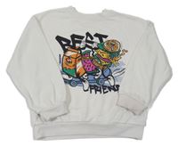 Biela mikina s obrázkom a nápismi H&M