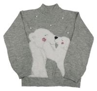 Sivý melírovaný sveter s ledními medveďmi Primark