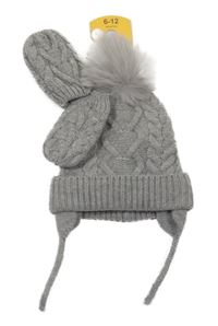 Nové - Šedá čepice s bambulí + rukavice Primark