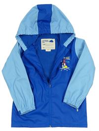 Světlemodro-modrá nepromokavá jarná bunda s majákem a kapucňou