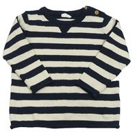 Tmavomodro-biely pruhovaný sveter H&M