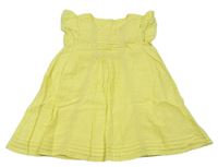 Žlté bodkovaná é plátenné šaty s čipkou Mothercare