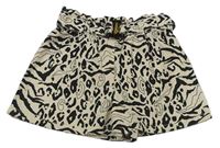 Smetanovo-čierne vzorované rifľové kraťasy s opaskom River Island
