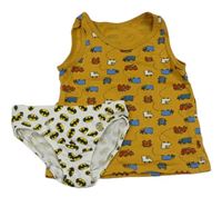 2set - Piesková é tielko s auty + biele slipy s Batmany