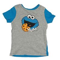 Šedo-azurové tričko Sesame Street