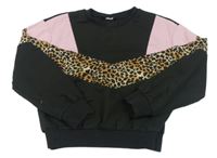 Čierno-ružovo-béžová oversize mikina Shein