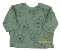 Zelenošedé žebrované triko s Mickeym George