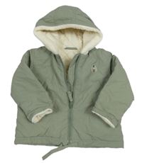 Khaki šusťáková zimní bunda s oslíkem a kapucí M&S