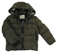 Khaki šusťáková prošívaná zimní bunda s kapucí Moncler
