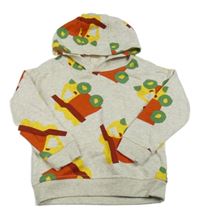 Sivá melírovaná mikina s autami a kapucňou Dunnes