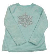 Mátová chlpatá mikina s vločkou z flitrů zn. Primark