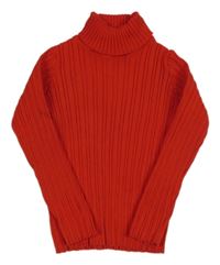 Červený rebrovaný sveter s rolákom Nutmeg