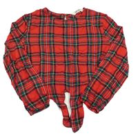 Červeno-barevná kostkovaná crop halenka H&M