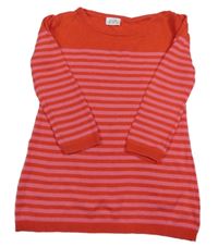 Červeno-růžové pruhované svetrové šaty F&F