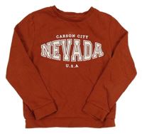 Hrdzavá mikina s nápisom Kiabi