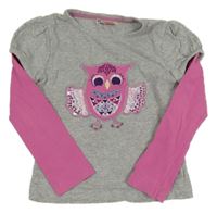 Sivo-ružové tričko so sovou John Lewis