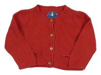 Červený propínací svetr s dirkovaným vzorem