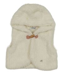 Smotanová huňatá vesta s kapucňou