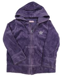 Fialová zamatová prepínaci mikina s hviezdou a kapucňou Cherokee