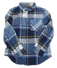 Nové - Tmavomodro-bílo-béžová kostkovaná flanelová košile Primark