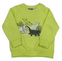 Limetková mikina s dinosaurami Lupilu