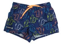 Tmavomodré plážové kraťasy s tukanmi Olaian