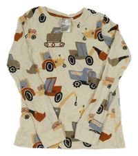 Smetanové pyžamové triko s bagry H&M