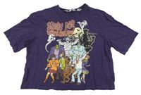 Fialové crop tričko s potiskem Scooby Doo H&M