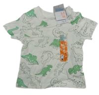Nové - Biele tričko s dinosaurami Primark